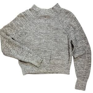 Free People Size L Large Knit Mock Neck Ribbed Baggy Oversized Sweater Crop